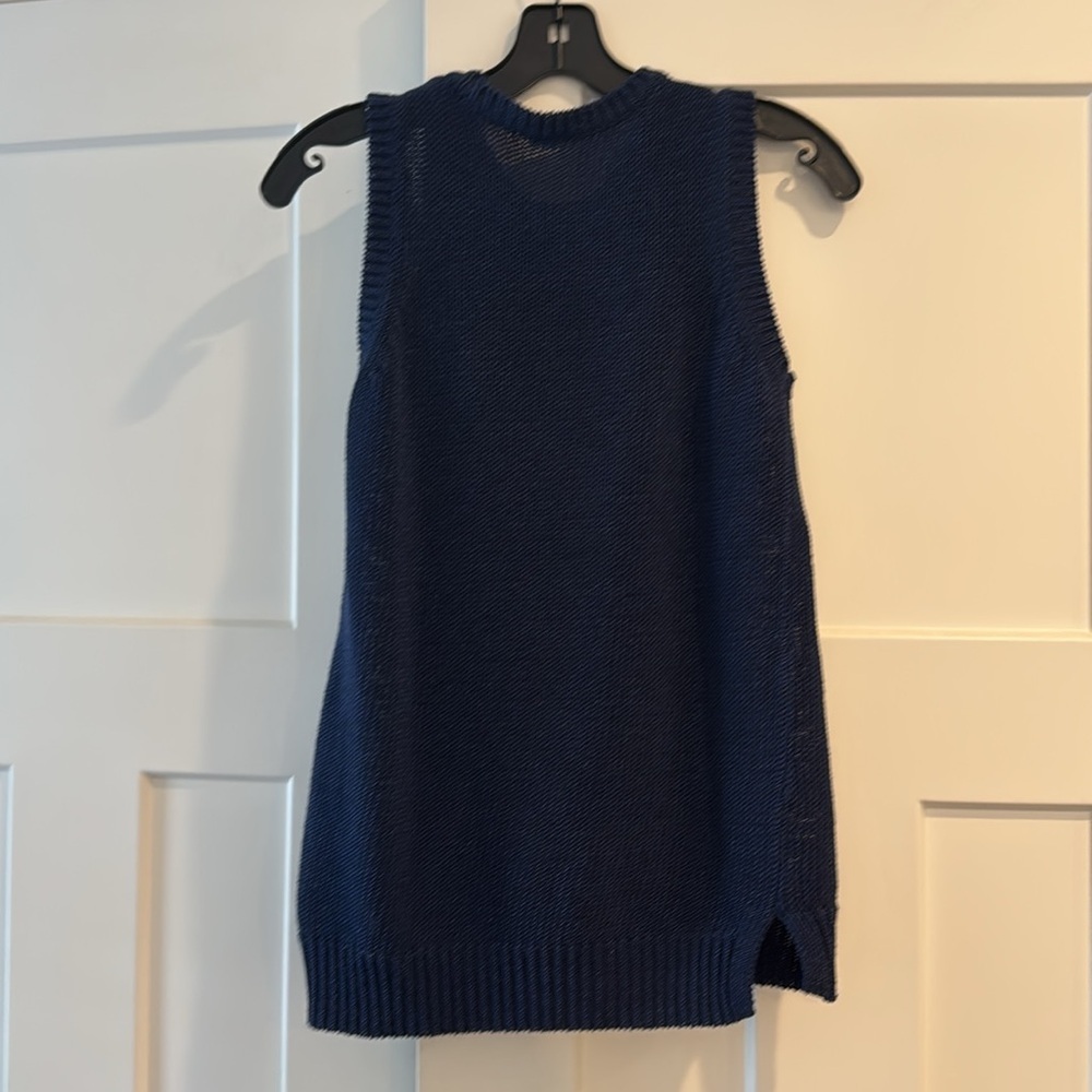 J. McLaughlin Alto Sleeveless Havana Yarn Sweater Tank, Navy Blue, Size XS - Picture 5 of 5